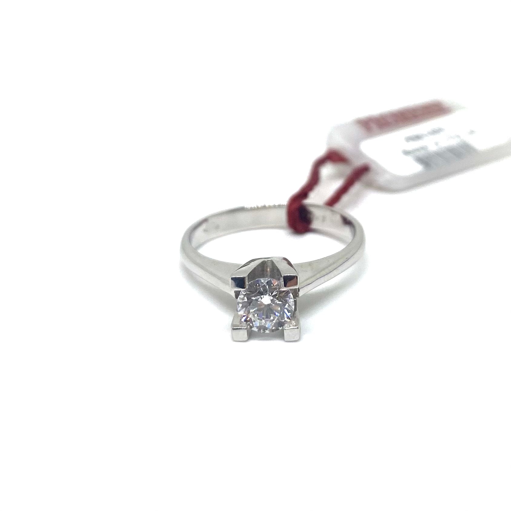 Anello Solitario Dritto - Oro Bianco