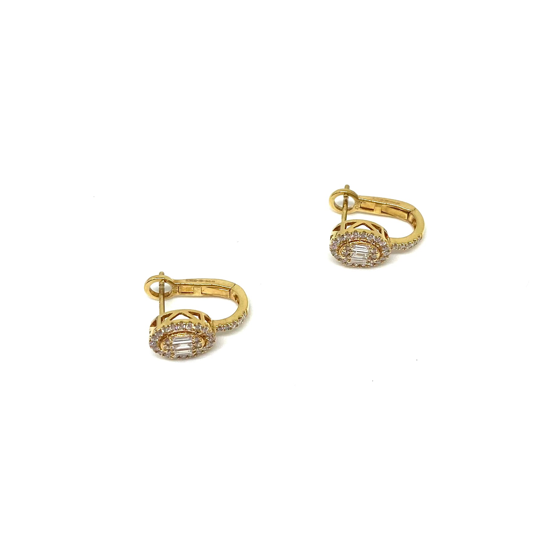 Orecchini Oro Giallo e Diamanti Baguette