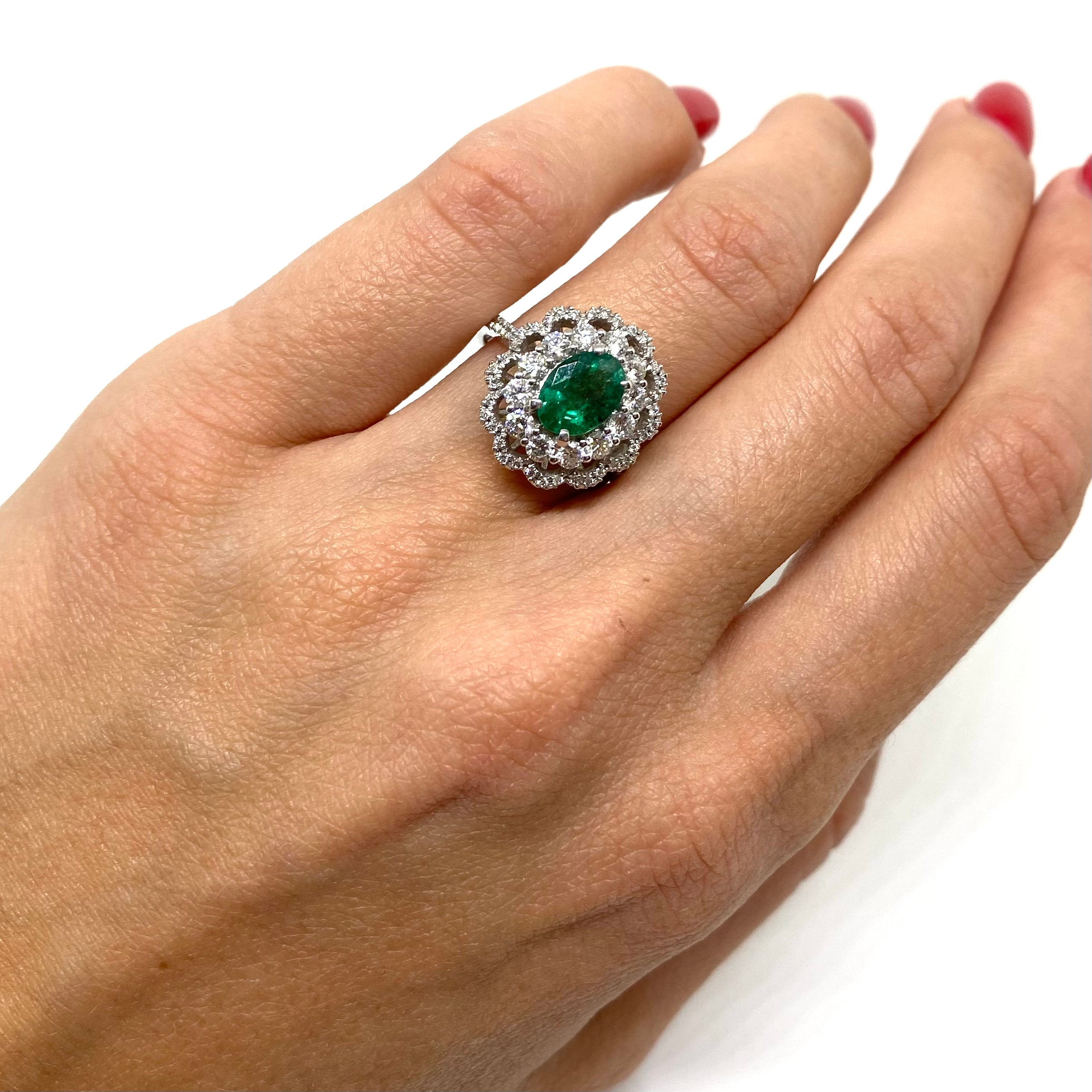 Anello Kate Smeraldo e Diamanti