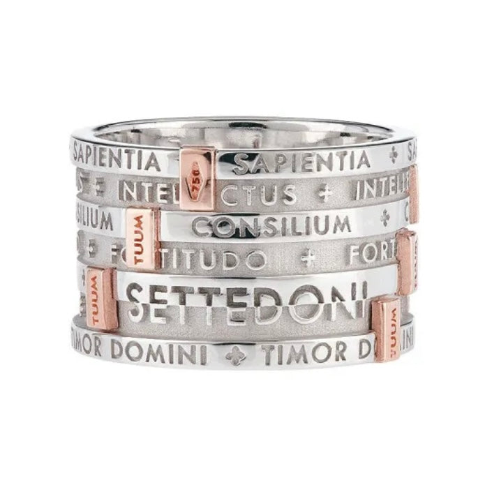 Anello 7 argento e oro rosa - TUUM