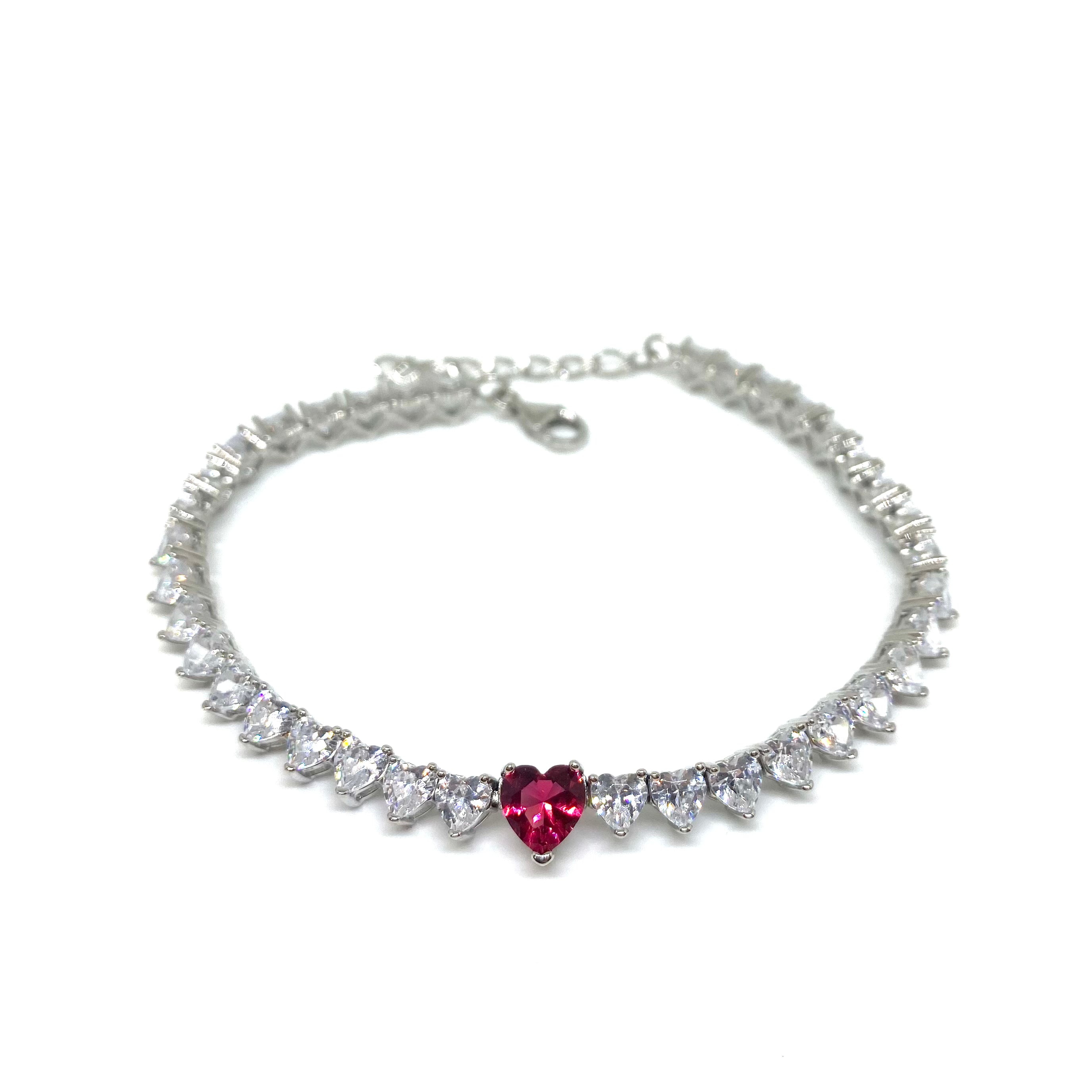 Bracciale Tennis Cuori Dritto - COLOR