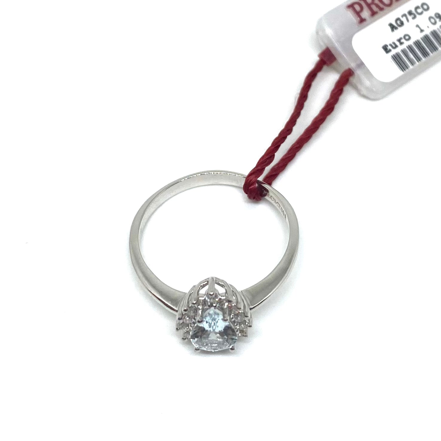 Anello a Goccia - Acquamarina e Diamanti
