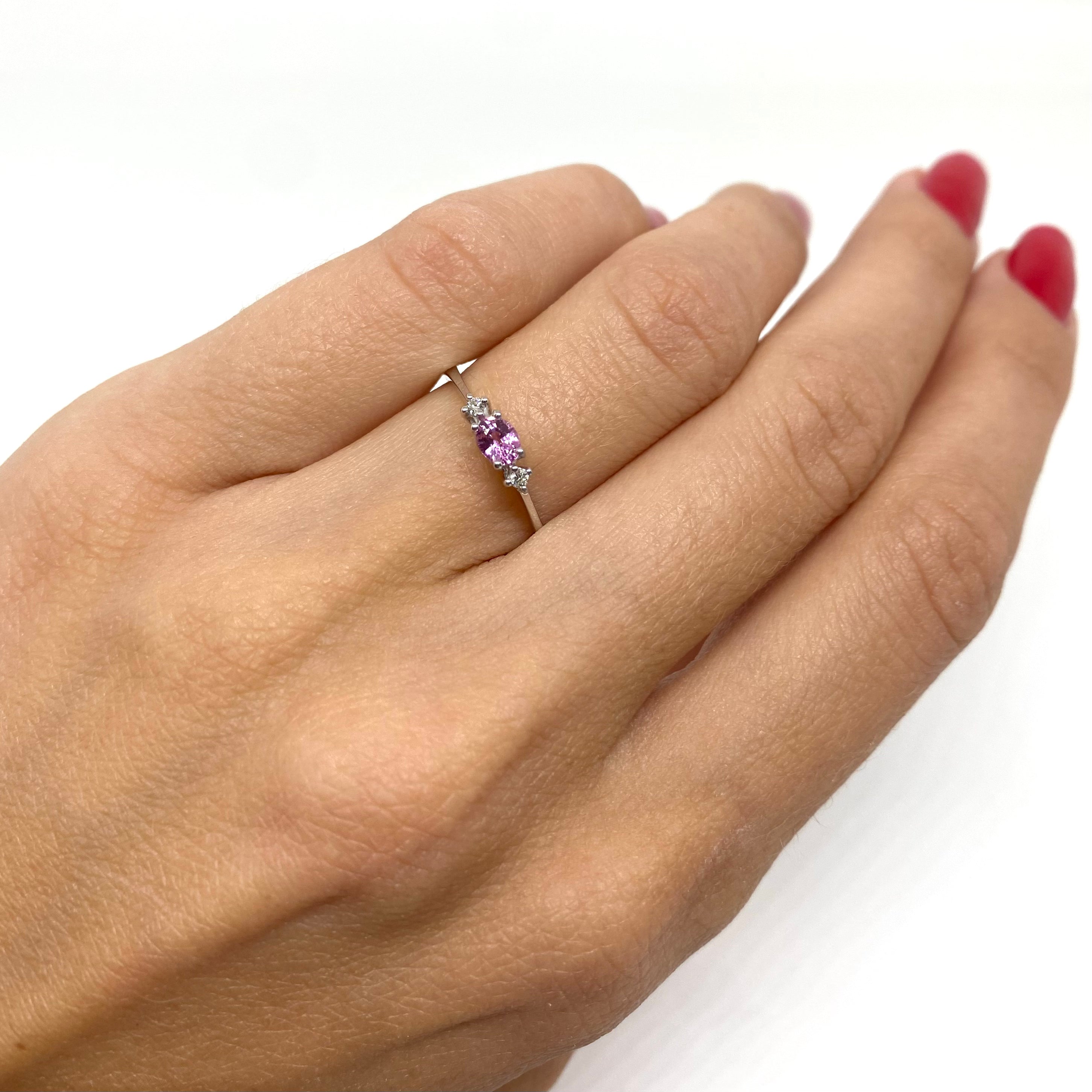 Solitario Zaffiro Rosa e Diamantr