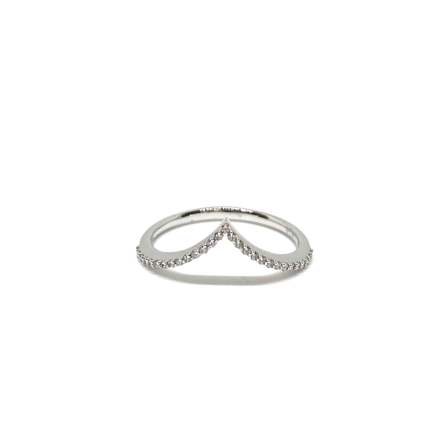 Veretta a V - Oro Bianco e Diamanti Lab Grown