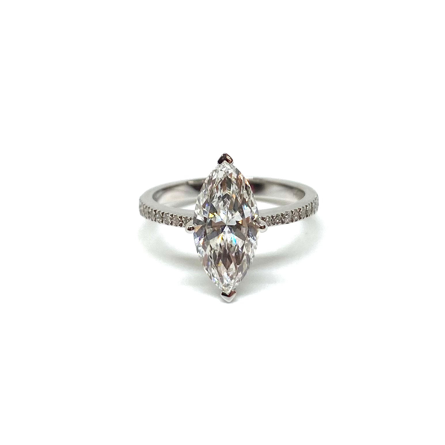 Solitario Marquise Oro Bianco - Lab Grown