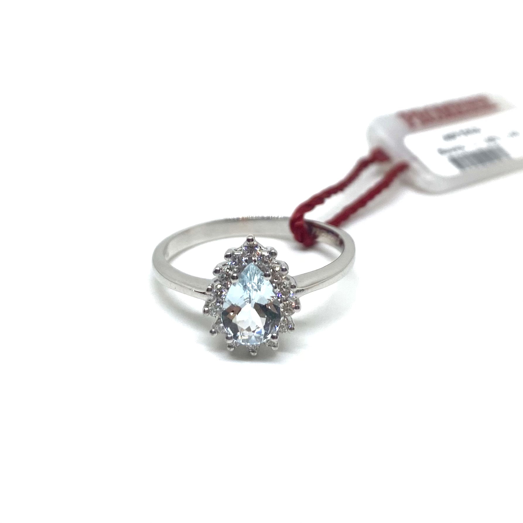 Anello a Goccia - Acquamarina e Diamanti