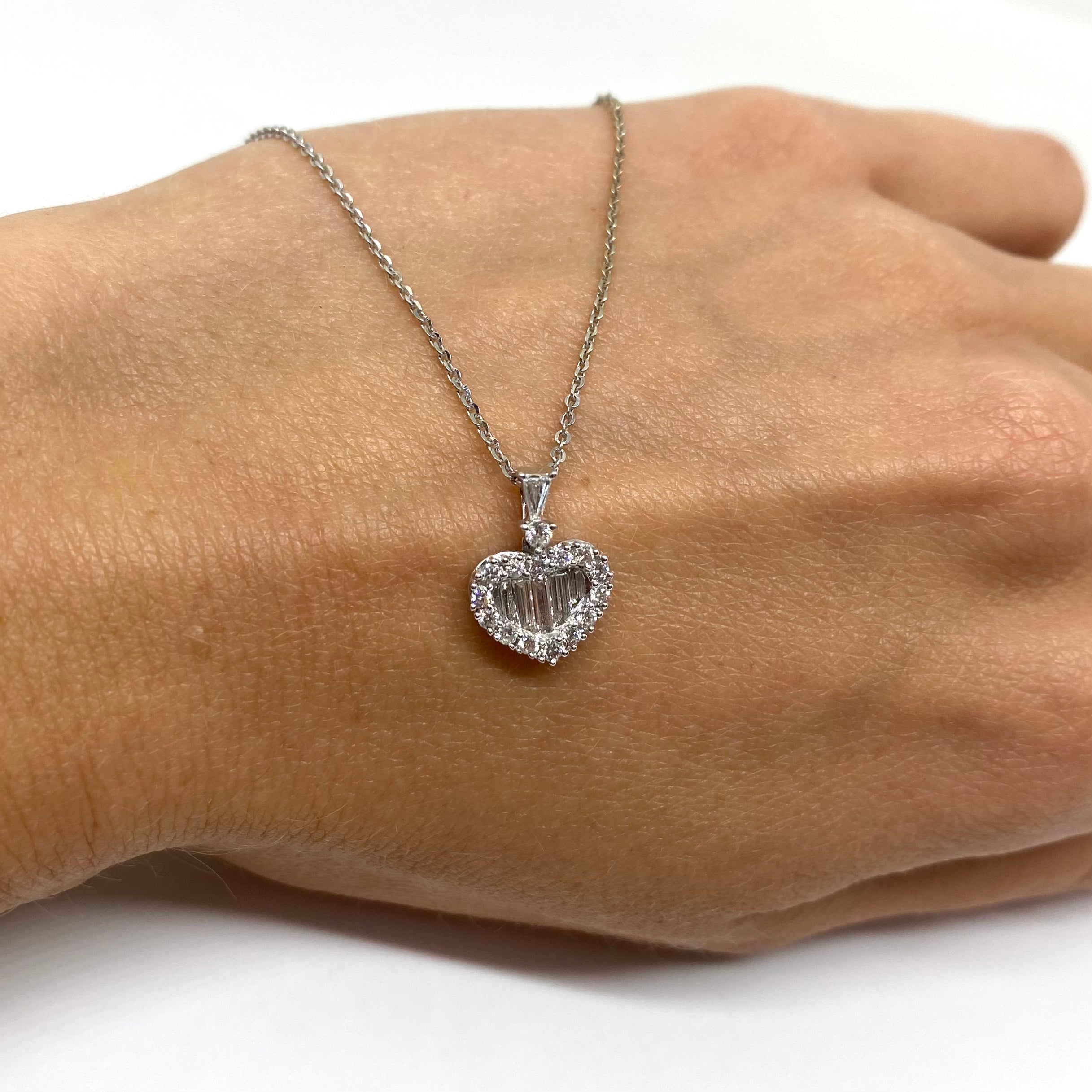 Collana Cuore - Diamanti taglio Baguette