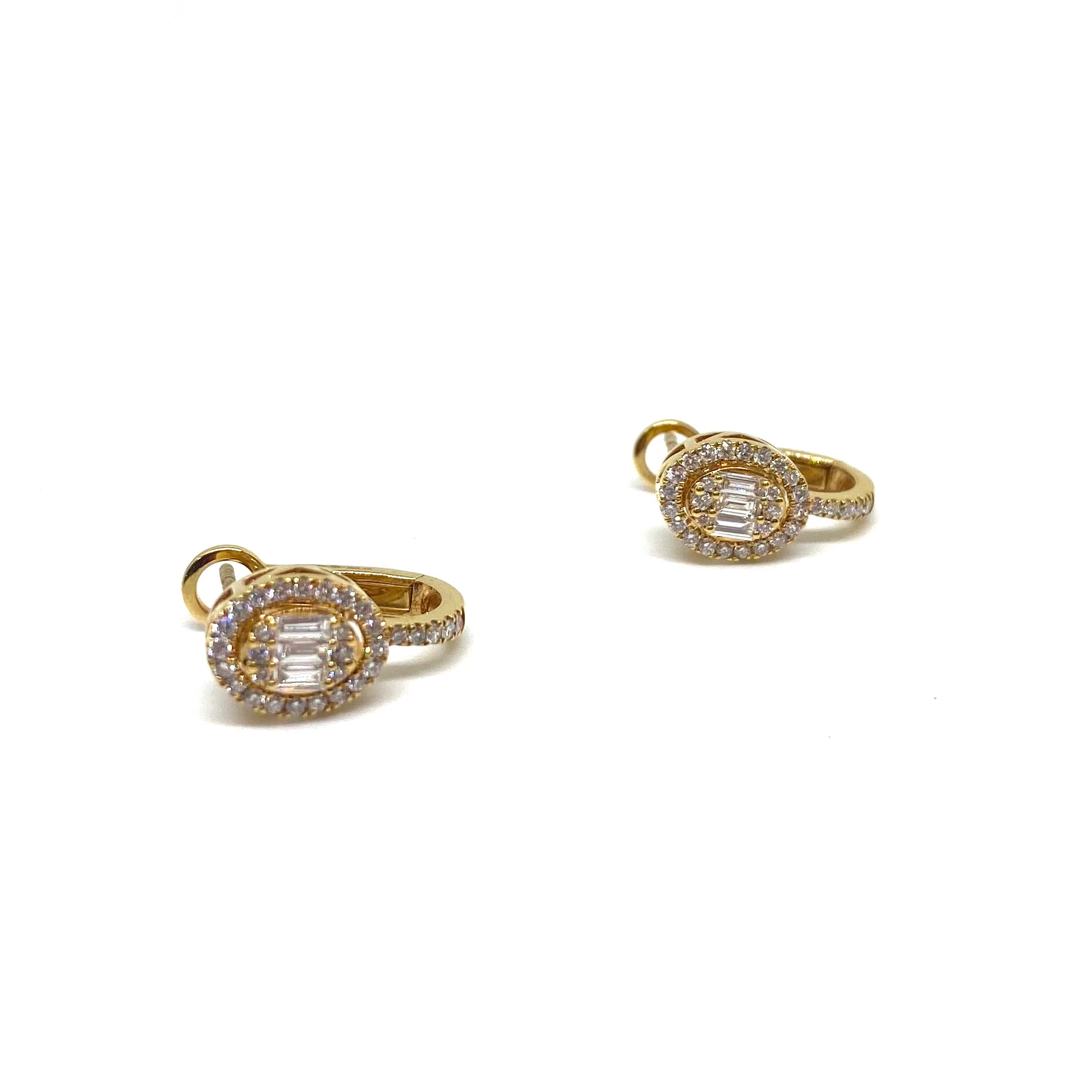 Orecchini Oro Giallo e Diamanti Baguette
