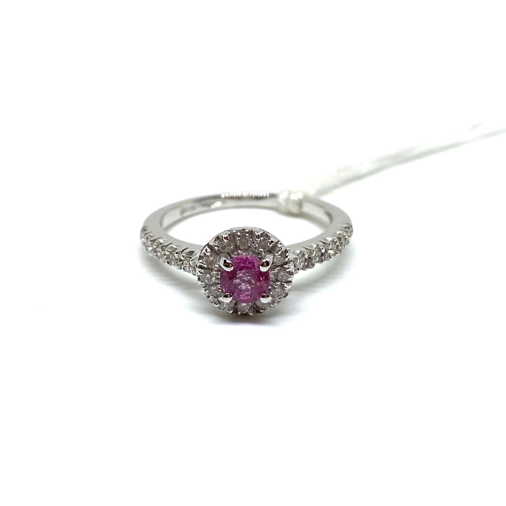 Solitario Halo - Zaffiro Rosa