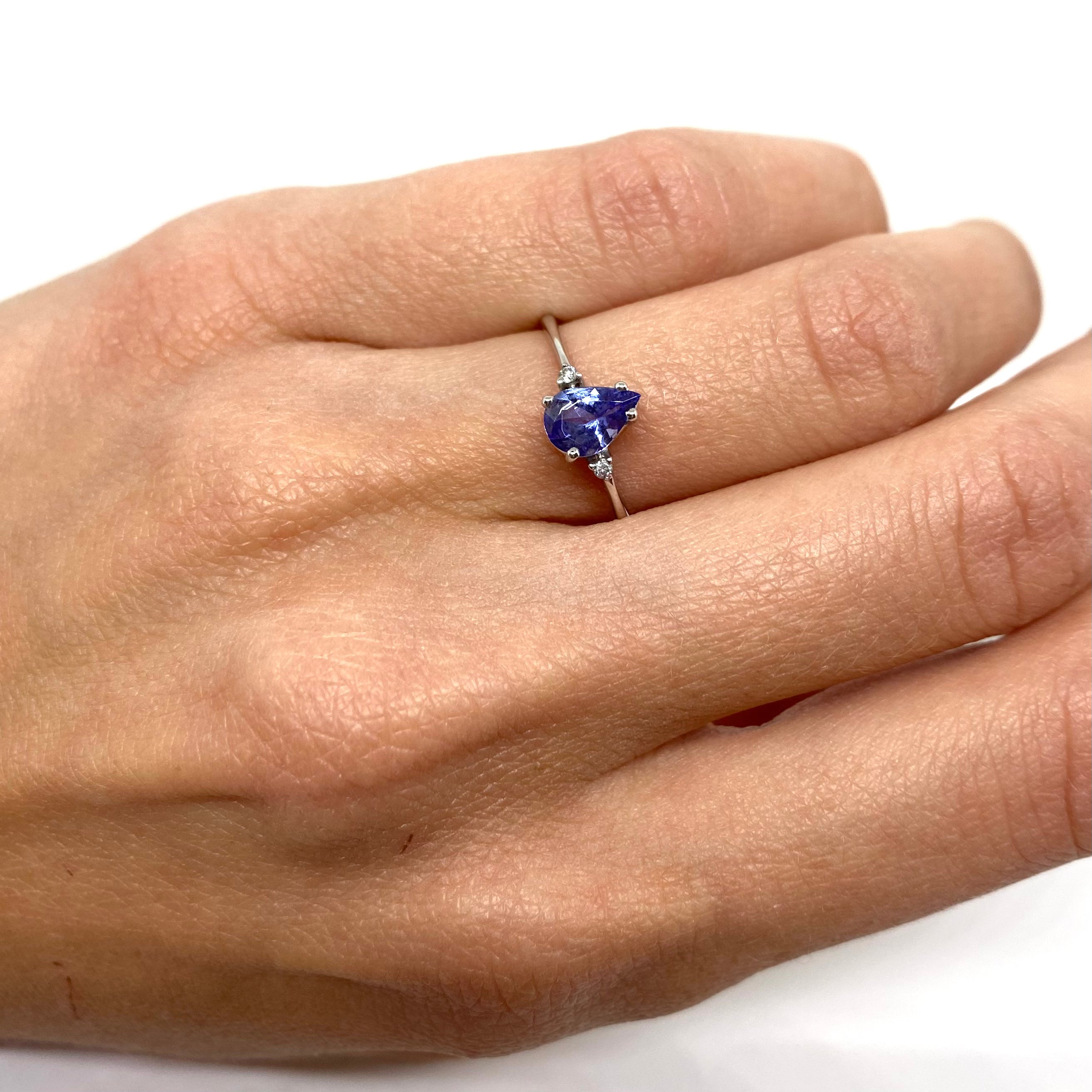 Anello a Goccia - Oro e Tanzanite