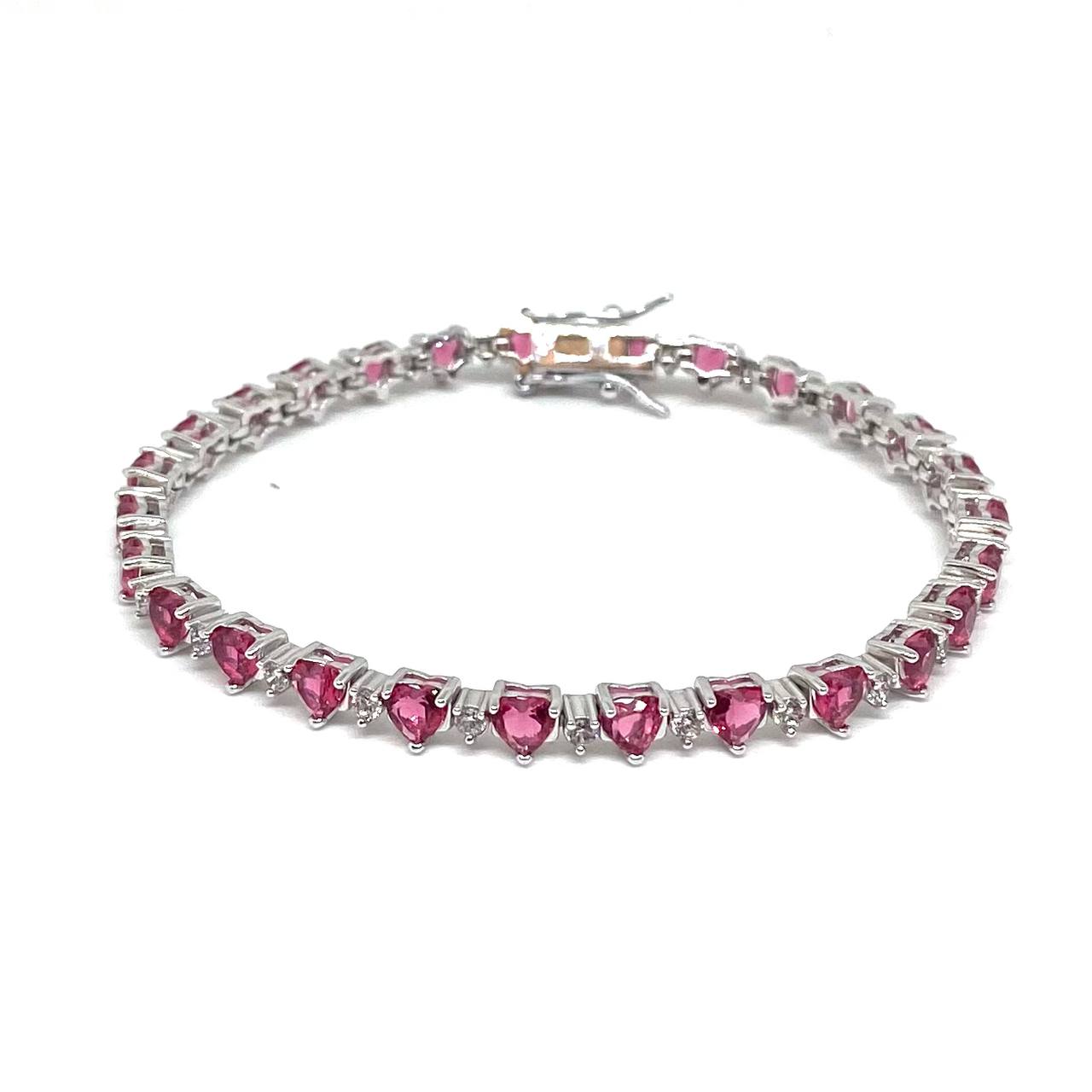 Bracciale Tennis Cuori Alternato - Color
