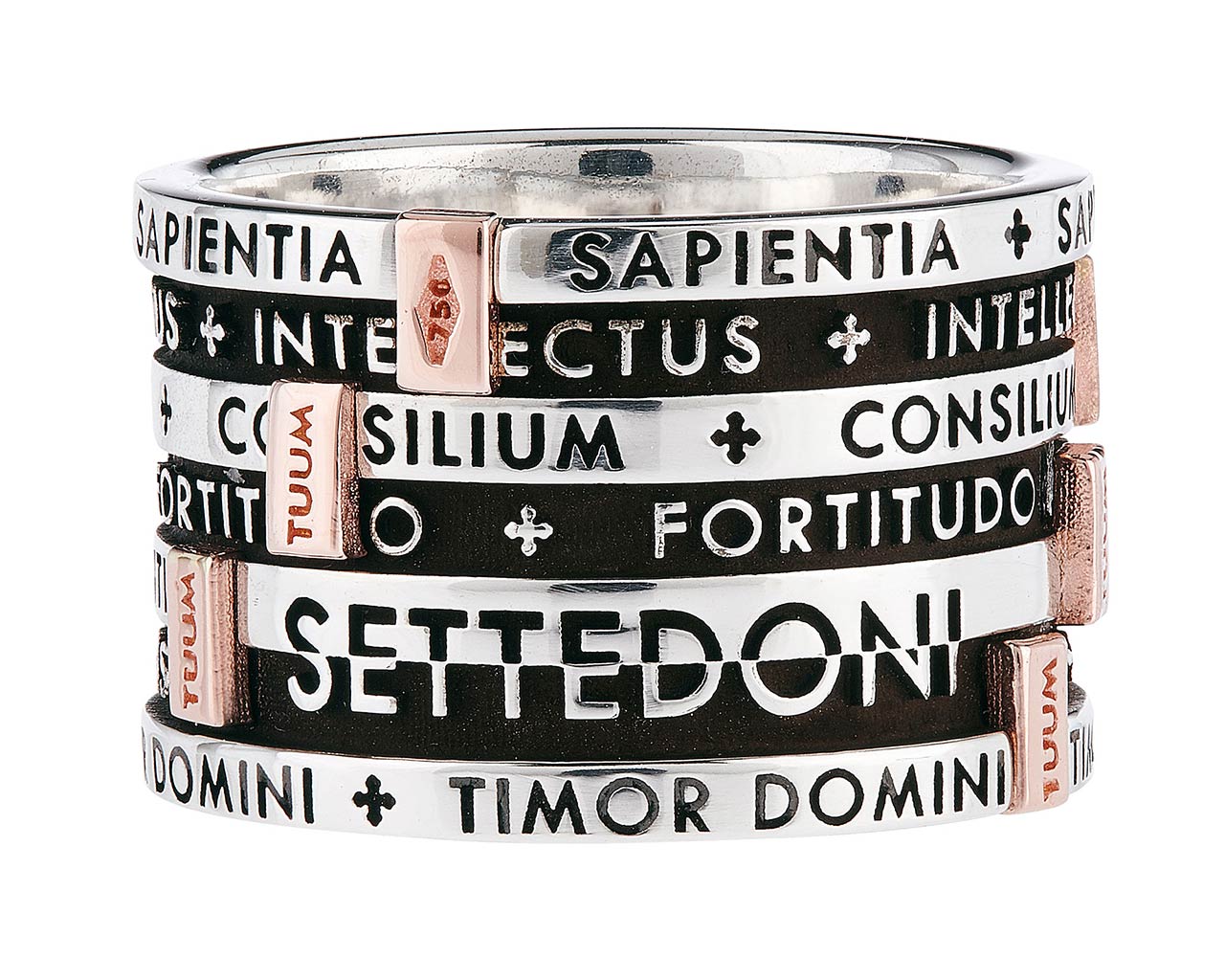 Anello 7 Argento Brunito e Oro Rosa - Tuum