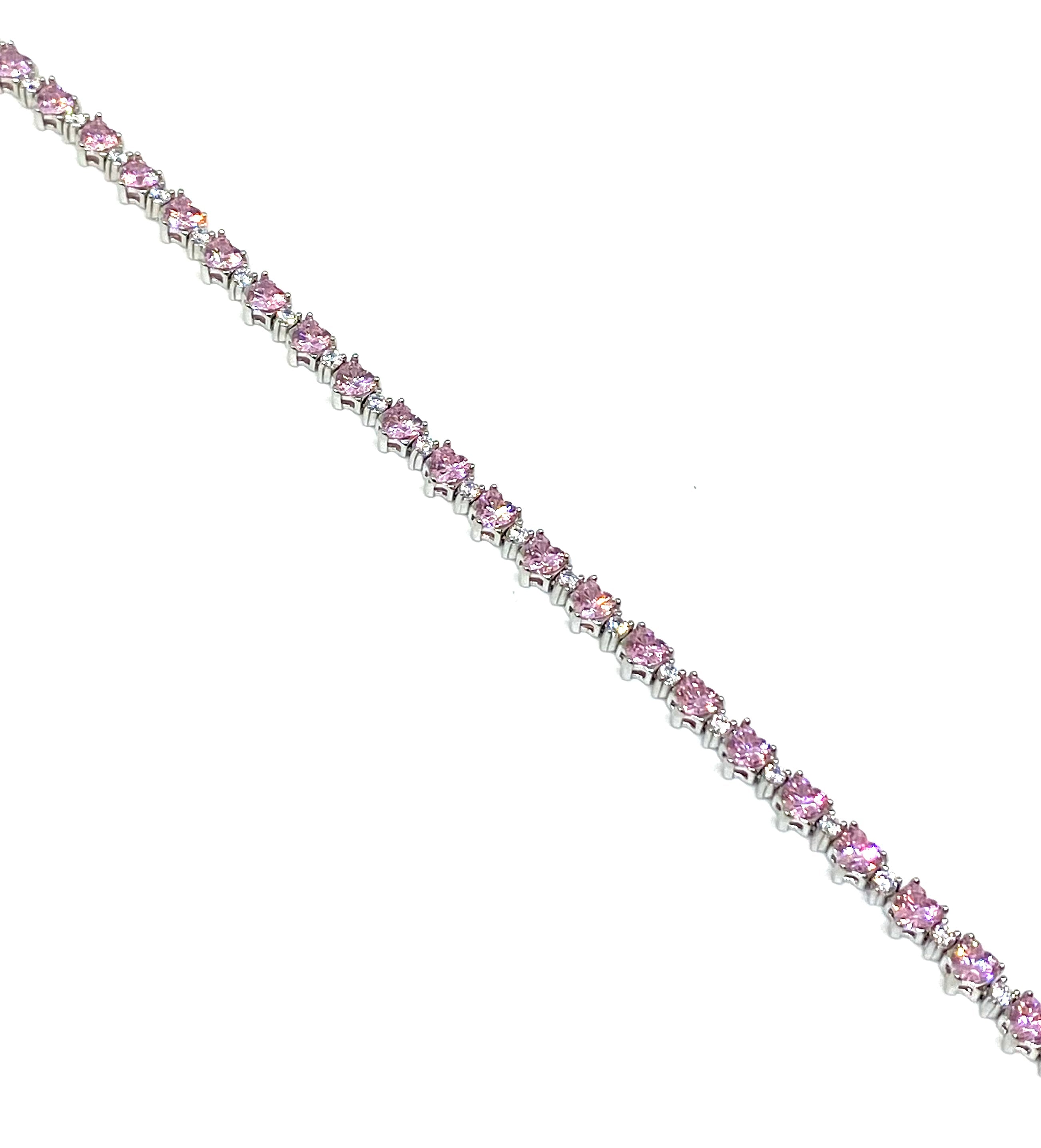 Bracciale Tennis Cuori Alternato - Color