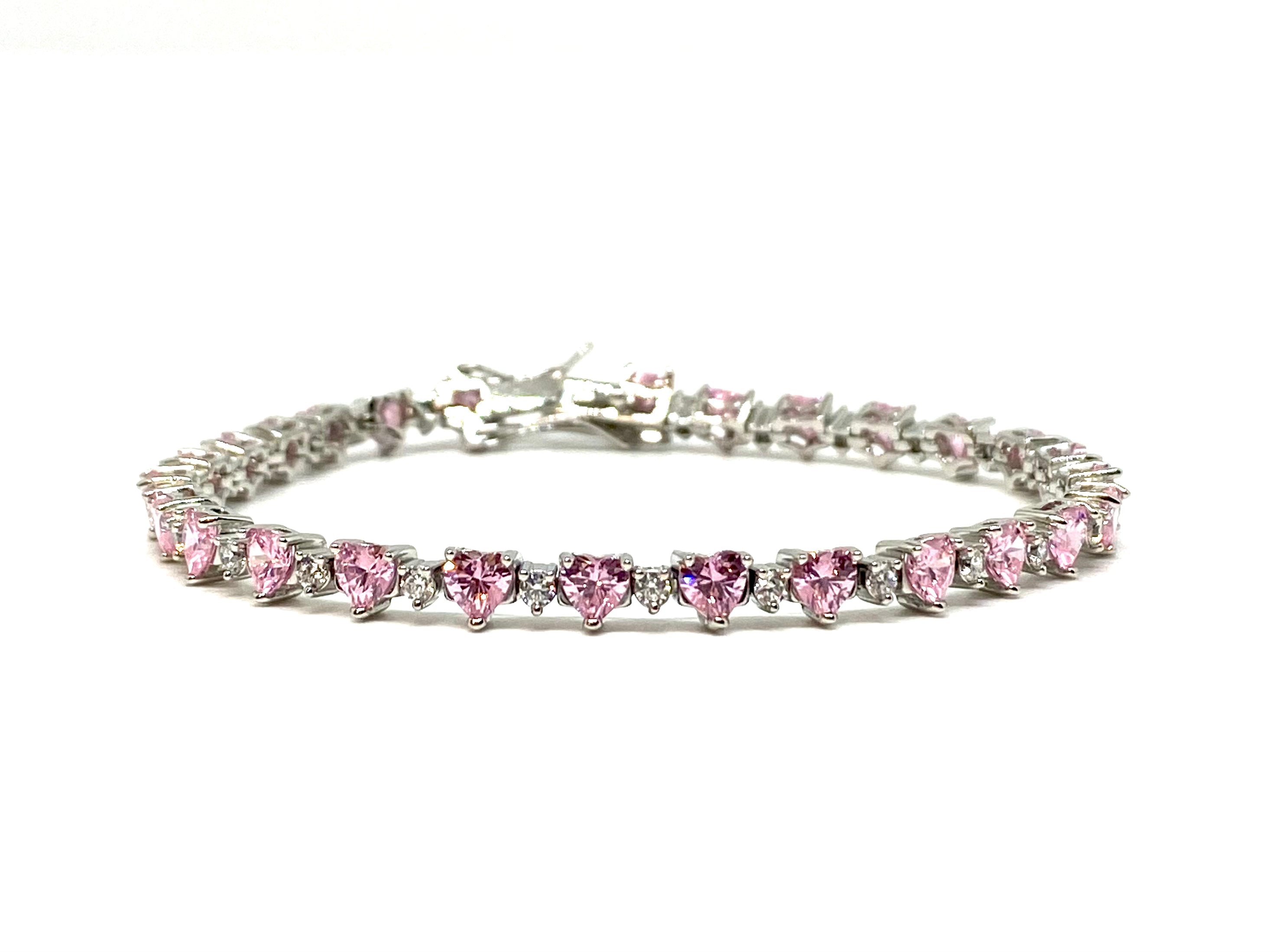Bracciale Tennis Cuori Alternato - Color